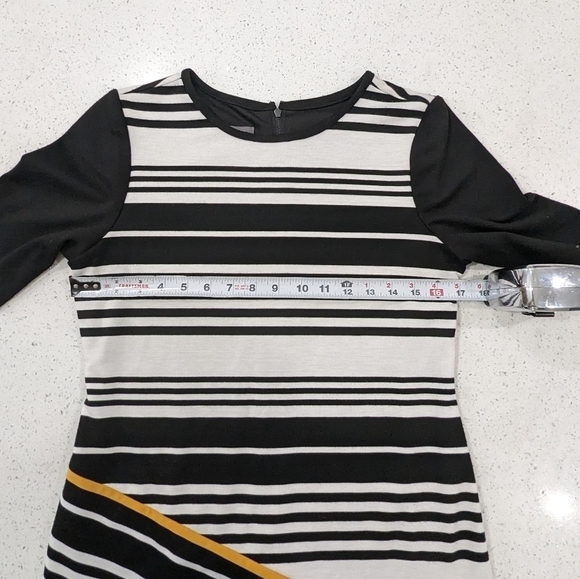 Donna Ricco black white striped sheath dress above knee length short sleeves 8P - Picture 3 of 11